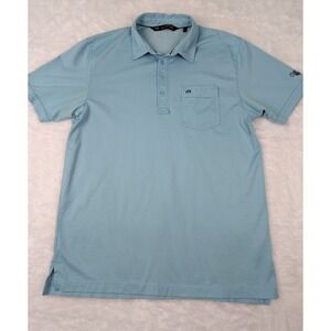 Travis Mathew Polo Shirt Men's L Blue Golf Pocket Pima Cotton/Poly Logo